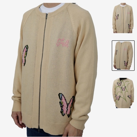 Felt For Every Living Thing Web Knit Sweater Size Large Butterfly Cardigan - Picture 1 of 16